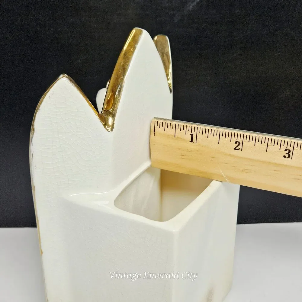 Vtg Geo Z Lefton 3D Virgin Mary Sculpture Wall Pocket Planter Ivory Gold Japan